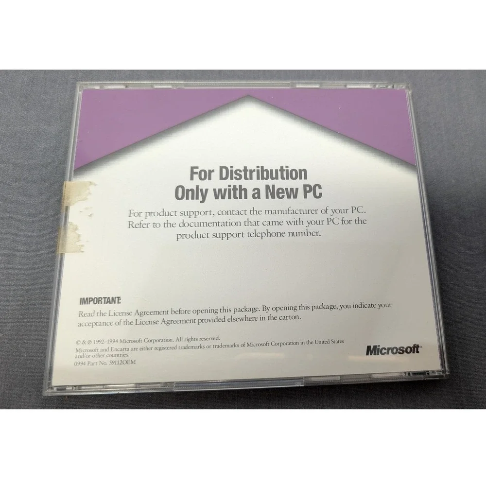 Microsoft Encarta 95 59112OEM Windows PC CD-ROM Multimedia Encyclopedia Vintage